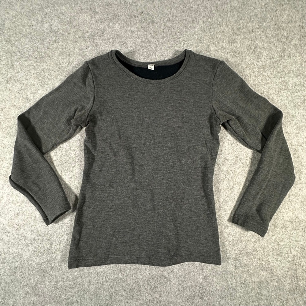 Uniqlo Heattech Ultra Warm Top Womens Small Heathered Gray Long Sleeve Crew Neck